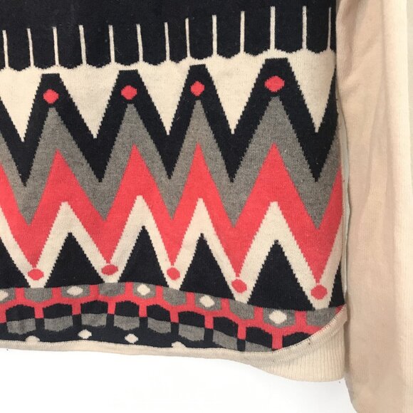 Comptoir Des Cotonniers Wool Blend Geometric Print Sweater Size S Beige & Red - Picture 6 of 7